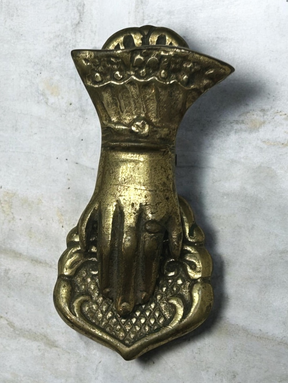 Vintage Solid Brass Japan Victorian Hand Paper Clip